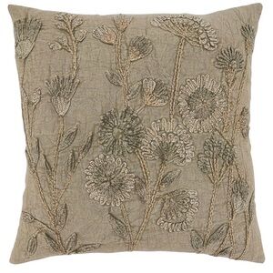 Genevieve 20 X 20 Embroidered Throw Pillow Cover Stonewashed